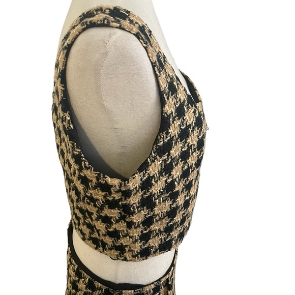 HOUSE OF HARLOW REVOLVE Tweed Houndstooth Academia Clueless Crop Top Skirt Set - Picture 8 of 15